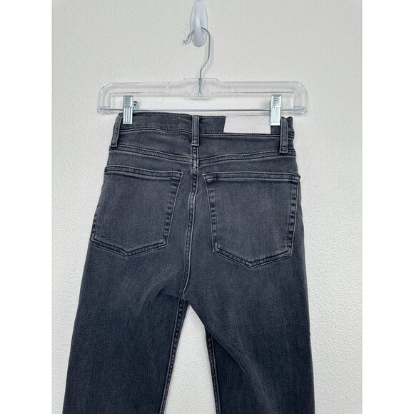 Re/Done Women's High Rise Ankle Crop in Dusty Char Button Fly Black Size 24 - Picture 7 of 8